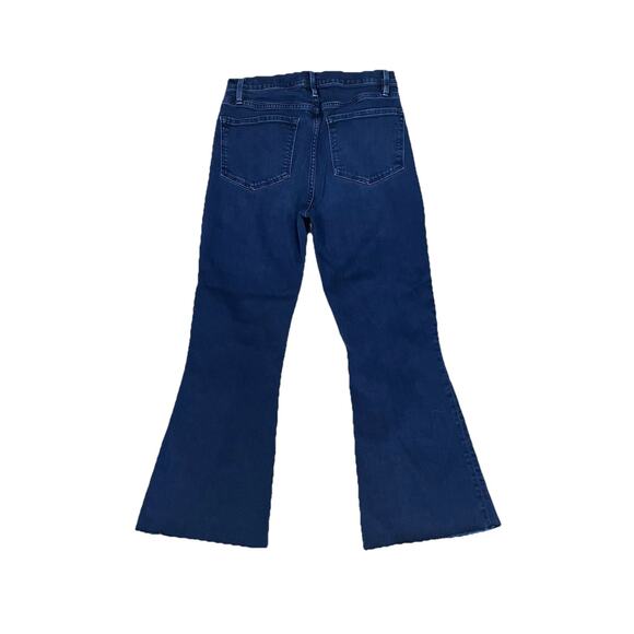 FRAME DENIM Le Crop Flare Dark Wash Blue Jeans Size 28 With Raw Hem - Picture 2 of 12